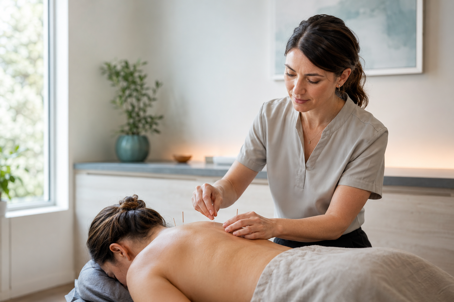 Anatomical acupuncture treatment focused on the shoulder and upper back