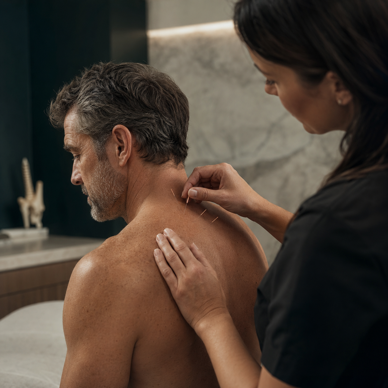 Acupuncture treatment in a calm clinical setting at Wellspring Health & Wellness